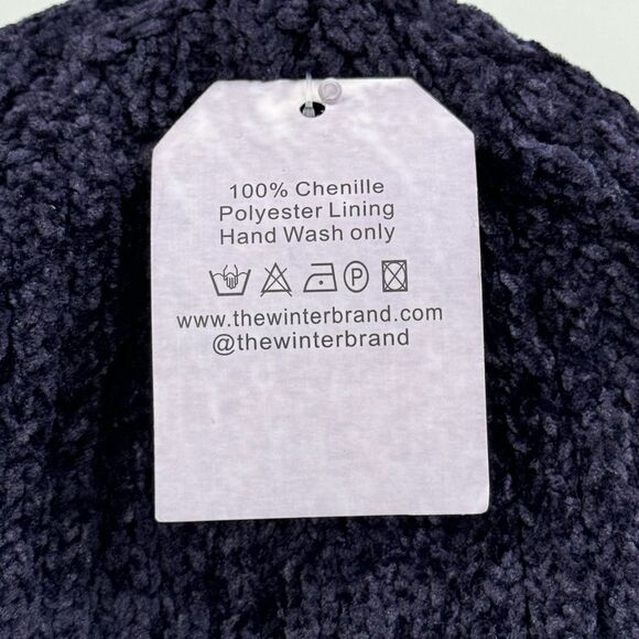 The Winter Brand Chenille Beanie Dark Navy Black Marled Knit NWT - Picture 5 of 9